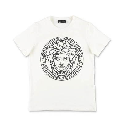 Versace Kids'  T-shirt Bianca In Jersey Di Cotone Bambino In White