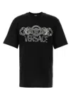 Versace Black T-shirt With Medusa Head Logo Print On The Front In Cotton Man In Black