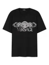 Versace Black T-shirt With Medusa Head Logo Print On The Front In Cotton Man In Black