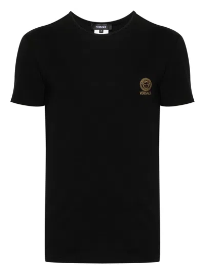 VERSACE VERSACE BLACK STRETCH COTTON T-SHIRT