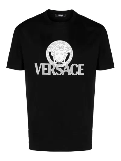 Versace Medusa Logo T-shirt In Black