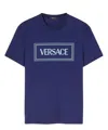Versace Logo-print Cotton T-shirt In Blue