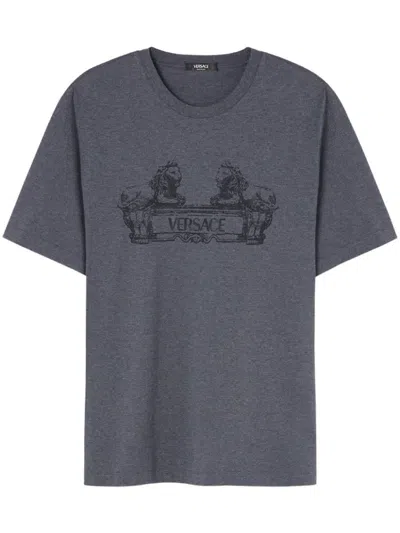Versace Cartouche T-shirt In Grey