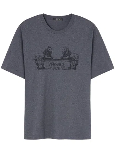 Versace Cartouche T-shirt In Gray