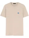 Versace T-shirt Compact Cotton Jersey Fabric And Medusa Pop Embroidery In Mastic