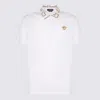 VERSACE VERSACE WHITE AND GOLD COTTON POLO SHIRT
