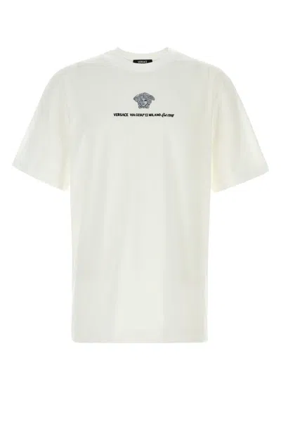 Versace Medusa Milano Embroidered Crewneck T-shirt In White