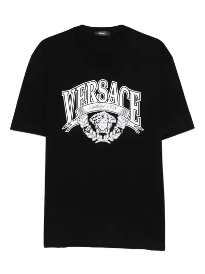 Versace Medusa Varsity T-shirt In Black