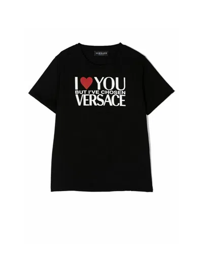 Versace Kids' T-shirt I Love You  In Black