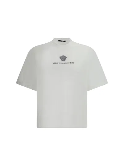 Versace Medusa Milano Embroidered Crewneck T-shirt In White