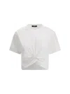 Versace Cropped T-shirt With Twist Detail And Safety Pin Logo In Optical White