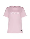 Versace Logo Cotton T-shirt In Pink White
