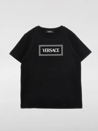 Versace Printed Logo Cotton Jersey T-shirt In Schwarz