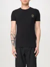 Versace White Crewneck T-shirt With Medusa Print On The Front In Cotton Stretch Man In Schwarz