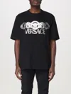 Versace Black T-shirt With Medusa Head Logo Print On The Front In Cotton Man In Multicolor