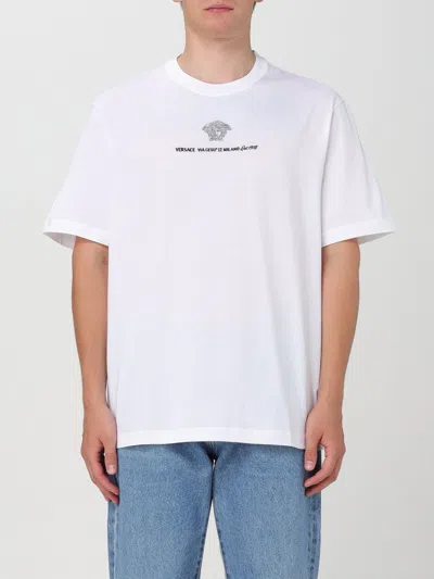 Versace Compact Cotton Jersey T-shirt In Weiss