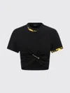 Versace Cropped T-shirt With Baroque Print Trim In Animal Print