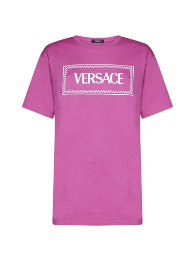 Versace T-shirt In Waterlily+whithe
