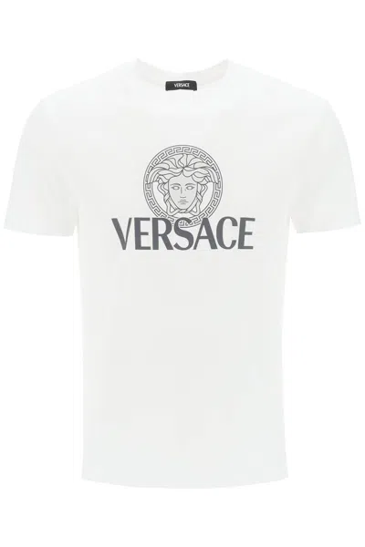 Versace Jersey Cotton T-shirt With Iconic Print In White