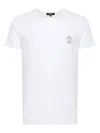 Versace White Crewneck T-shirt With Medusa Print On The Front In Cotton Stretch Man In White