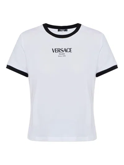 Versace T-shirt With Logo In Black