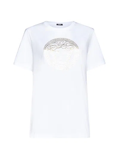 Versace T-shirt In White Gold