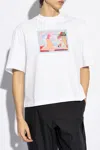 Versace Graphic-print Crewneck T-shirt In White + Print