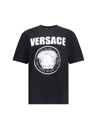 Versace T-shirt With Iconic Medusa Head In Black