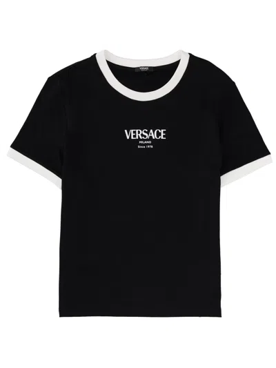 Versace T-shirt With Logo In Black