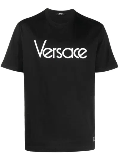 Versace T-shirt With Logo In Black
