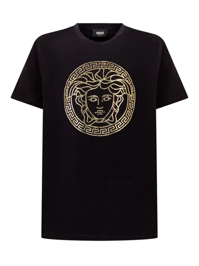 Versace Kids' T-shirt With Logo In Black