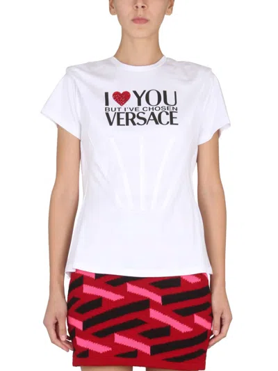 Versace T Shirt With Logo In White