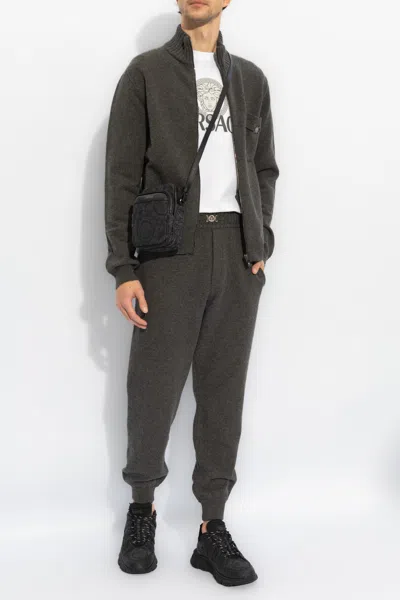 Versace Medusa-plaque Knitted Track Pants In White