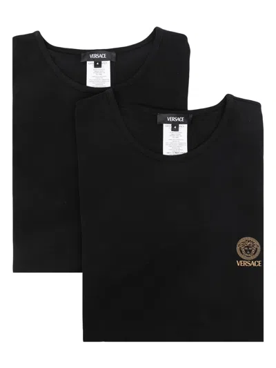 Versace T-shirt With Medusa Print In Black