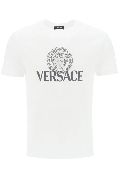 Versace T-shirt With Medusa Print In Optical White (white)