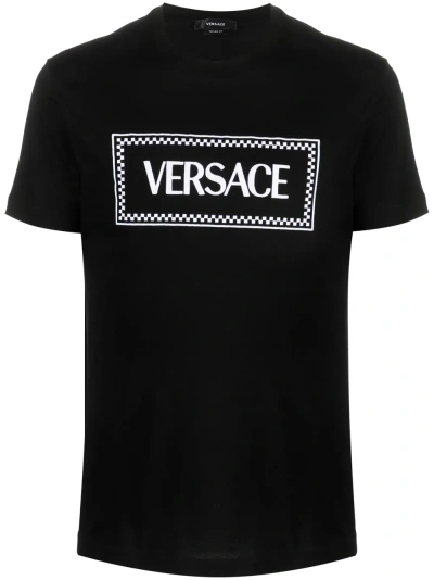 Versace T-shirt With Print In Black