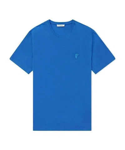 Versace T-shirt With Round Neck And Short Sleeves In Blue