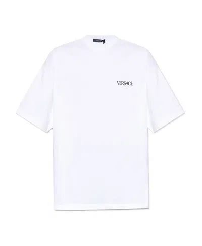 Versace T-shirt With Round Neck And Short Sleeves In White
