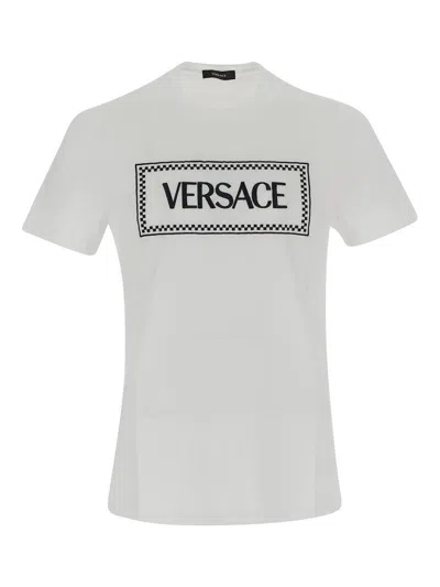 Versace Embroidered Logo T-shirt In White