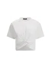 Versace Cotton Logo T-shirt With Ruched Knot Detail In White