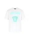 Versace White Crewneck T-shirt With Maxi Logo Print On The Front In Cotton Man