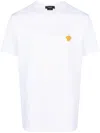 Versace White Crewneck T-shirt With Medusa Embroidery On The Front In Cotton Man
