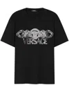 Versace Black T-shirt With Medusa Head Logo Print On The Front In Cotton Man