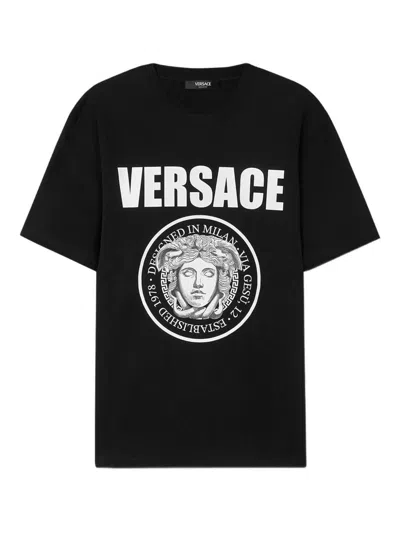 VERSACE VERSACE BLACK SHORT-SLEEVE COTTON JERSEY T-SHIRT