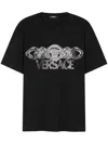 Versace Black T-shirt With Medusa Head Logo Print On The Front In Cotton Man
