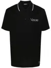 VERSACE VERSACE COTTON POLO WITH LOGO AND COLLAR STRIPE