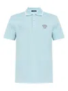 Versace Medusa Embroidered Polo T-shirt In Blue