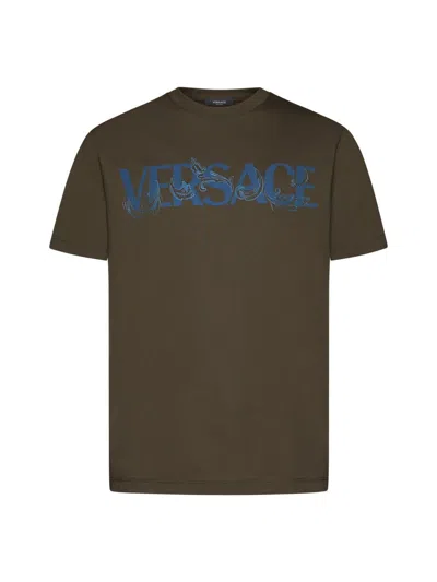 Versace T-shirts And Polos In Winter Green
