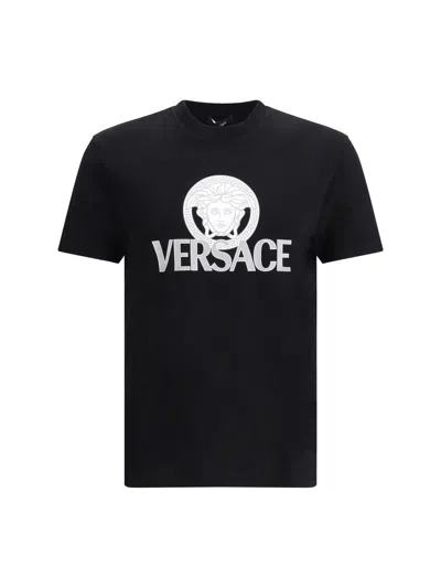 Versace Medusa Logo T-shirt In Black