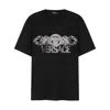 Versace Black T-shirt With Medusa Head Logo Print On The Front In Cotton Man In Black